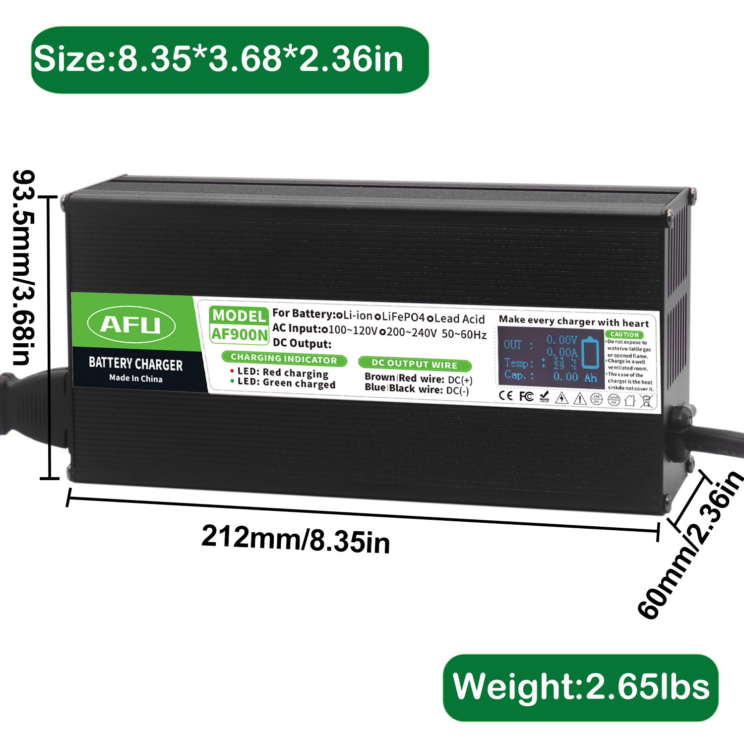 Caricabatteria LiFePO4 da 58,4 - 84V 20A Smart Charger recensione e prezzo